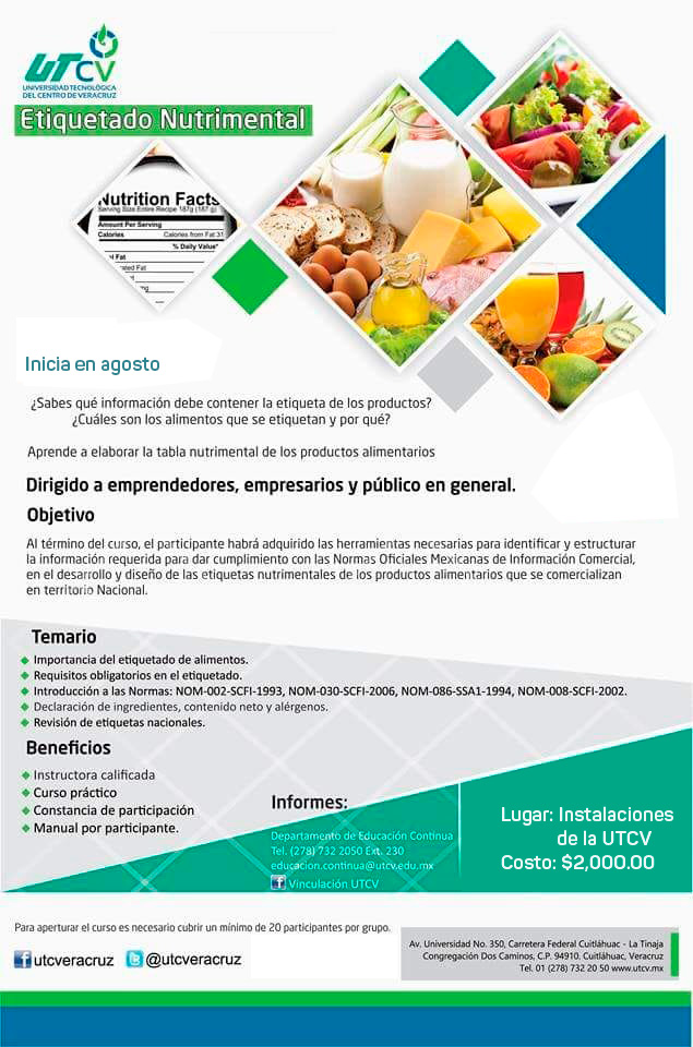 Imagen con cartel del curso de etiquetado nutrimental