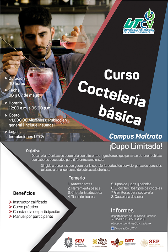 Imagen con cartel del curso de coctelería básica